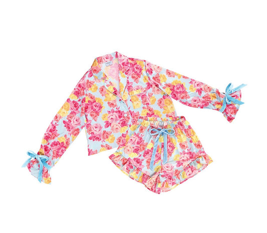 Blue & Rose Floral Shorts PJ Set