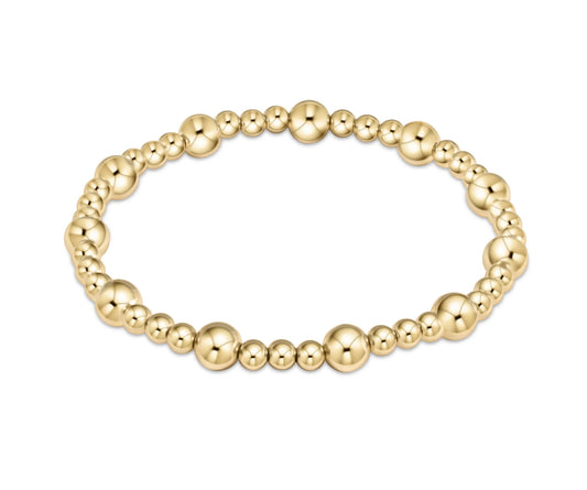Classic Sincerity Pattern 6mm Bead Bracelet- Gold