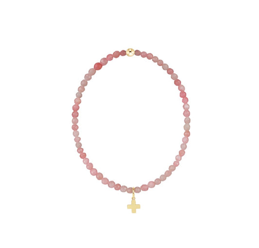 Classic Pink Opal 3mm Bracelet - Signature Cross