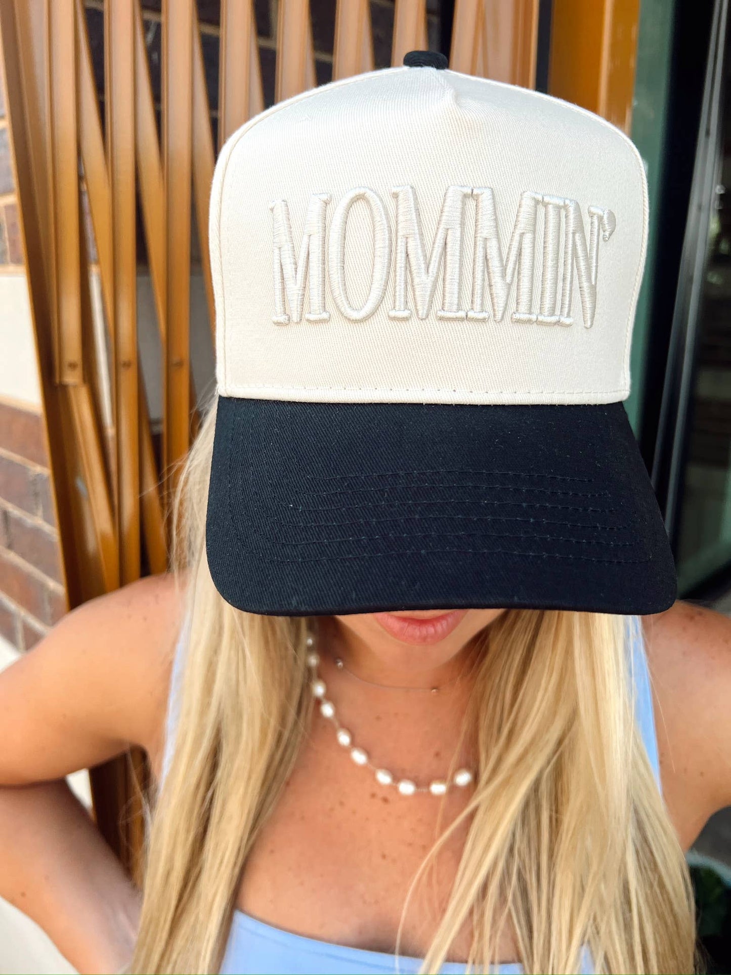 Mommin' - Black Vintage Trucker Hat: Cheetah