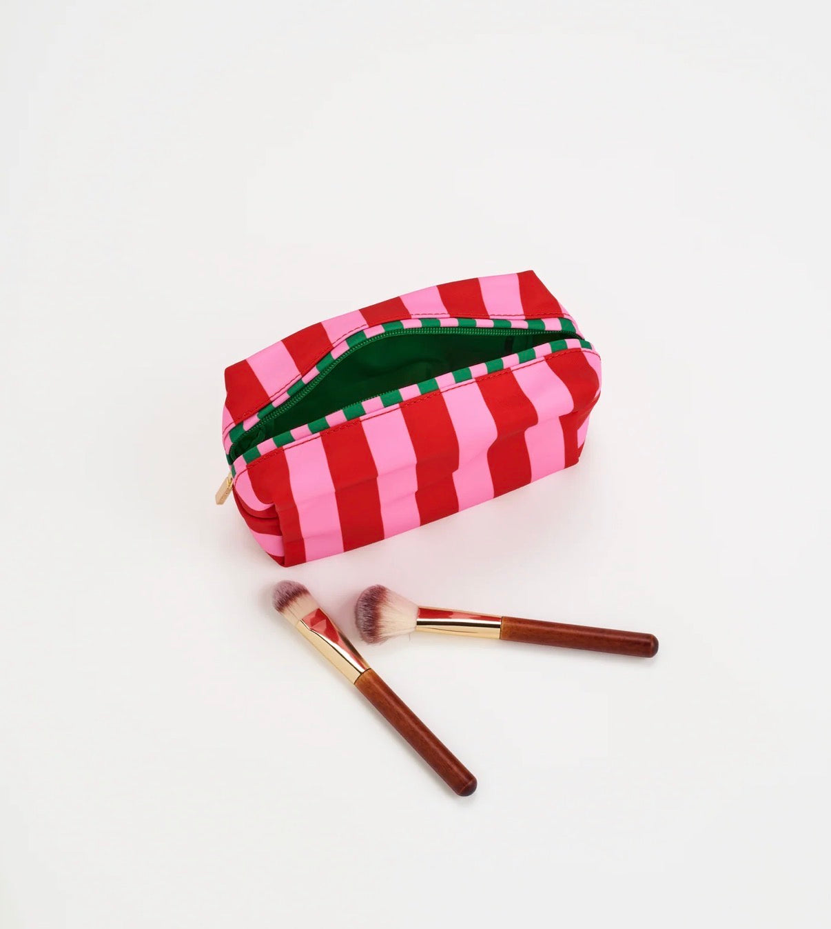 Stripe Small Boxy Zip Pouch- Pink