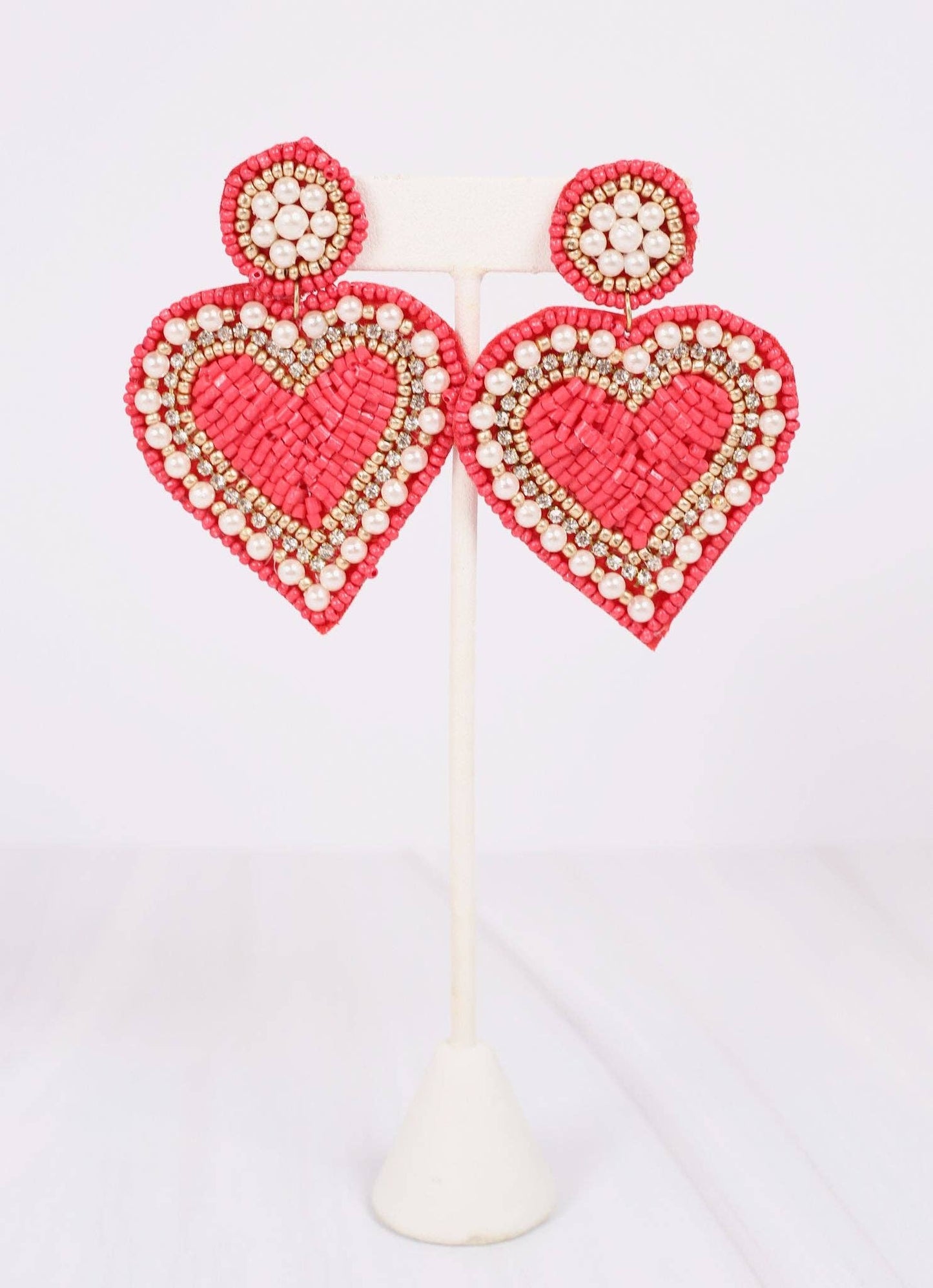 Sweetheart Embellished Earring RED