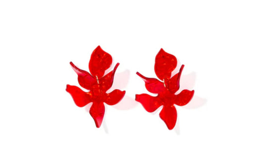 Flora Statement Earrings - Pearlized Red