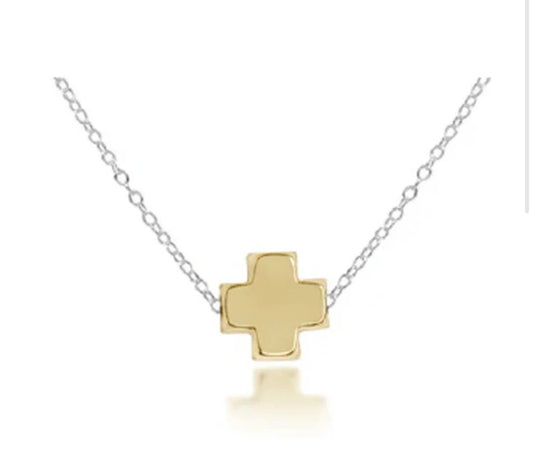 16” Necklace Sterling Mixed Metal- Gold Signature Cross
