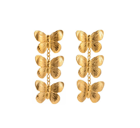 Triple Butterfly Stud