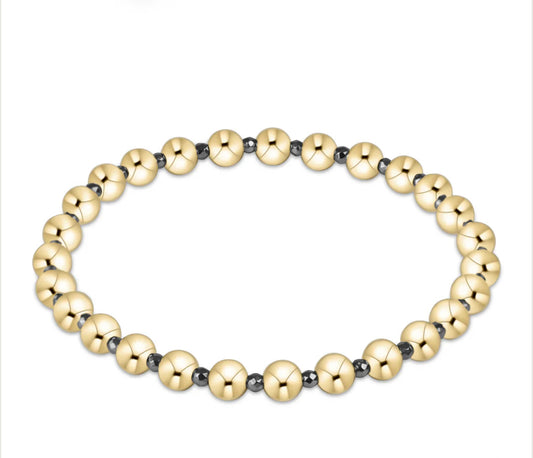 Silver Faceted Hematite Grateful Pattern 5mm Bead Bracelet