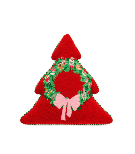 Merry Wreath Tree Shaped Pillow