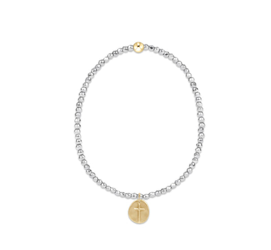 Silver Faceted Hematite 2mm Bead Bracelet - Inspire Small Gold Charm