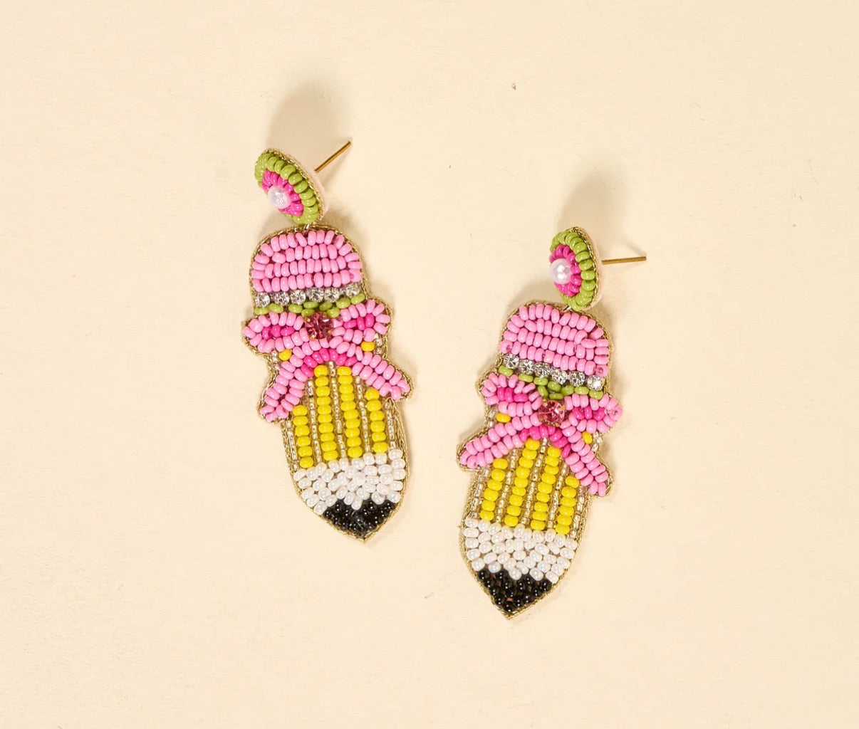 Pencil Me In Beaded Earrings