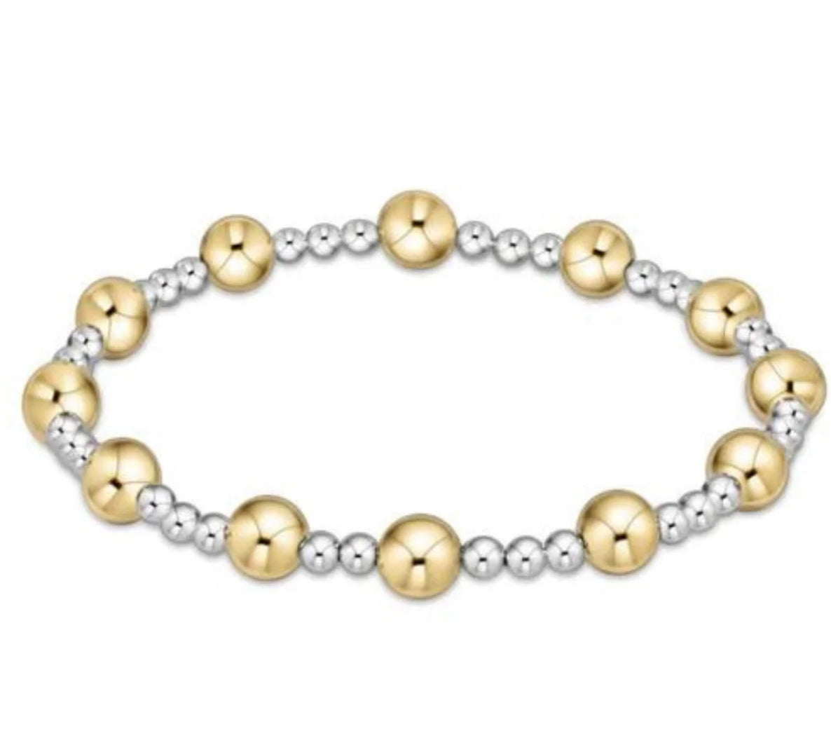 Classic Sincerity Pattern 6mm Bead Bracelet - Mixed Metal
