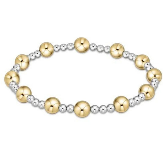 Classic Sincerity Pattern 6mm Bead Bracelet - Mixed Metal