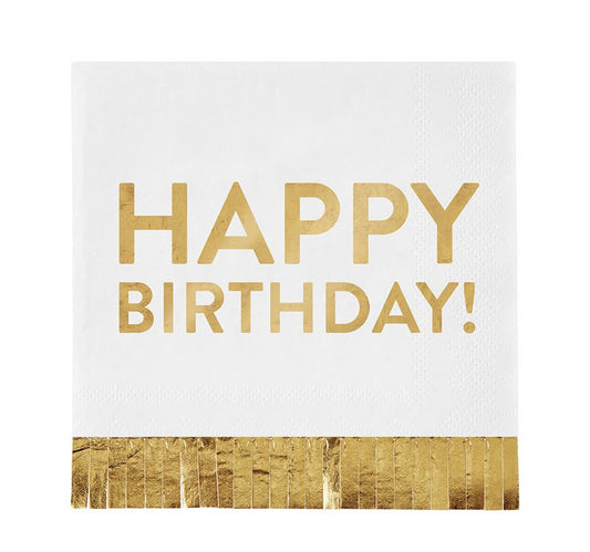 Fringe Foil Happy Birthday Napkin