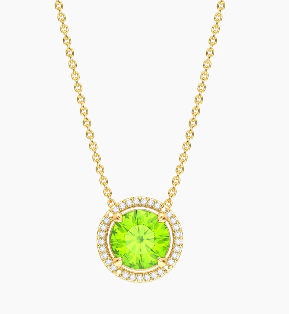 Peridot Birthstone Pendant Necklace (August)