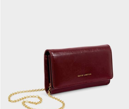 Zea Patent Crackle Crossbody Wallet- Cherry