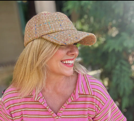 Tweed Baseball Hat- Tan