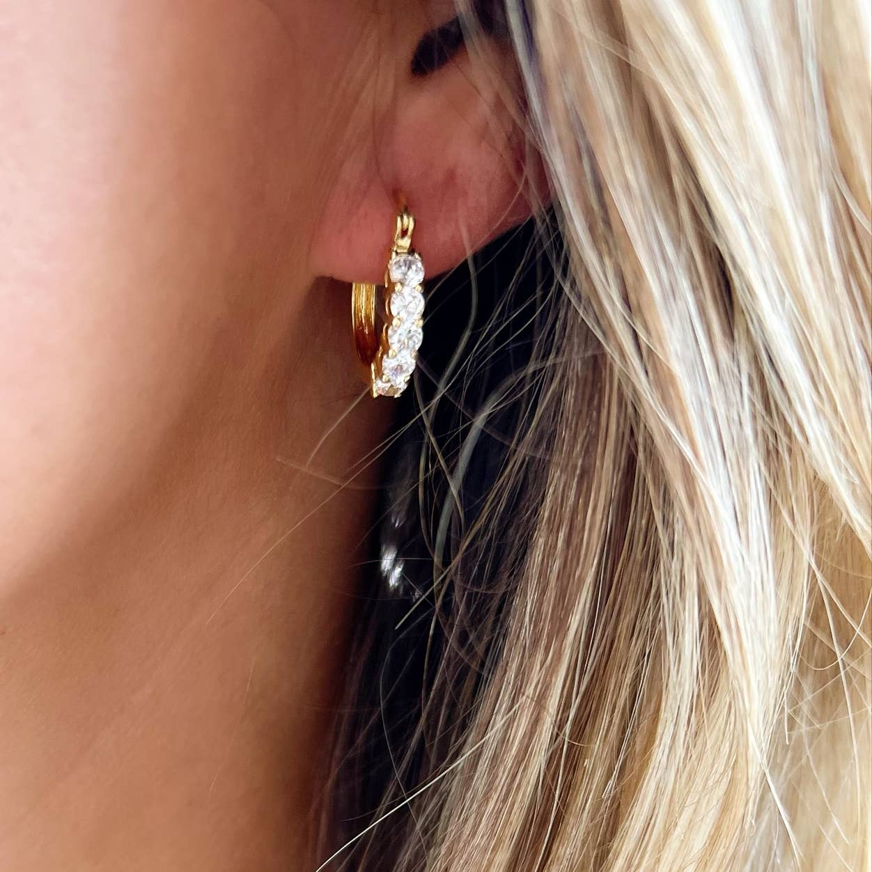 Stella CZ Hoops Earrings Gold Filled