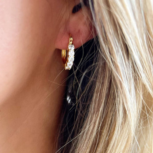 Stella CZ Hoops Earrings Gold Filled