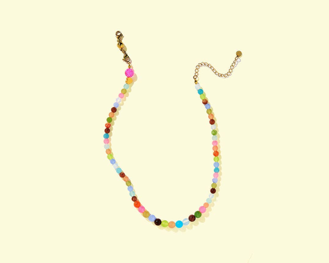 Beaded Necklace - Colorful Natural Stone Beads - Hallie