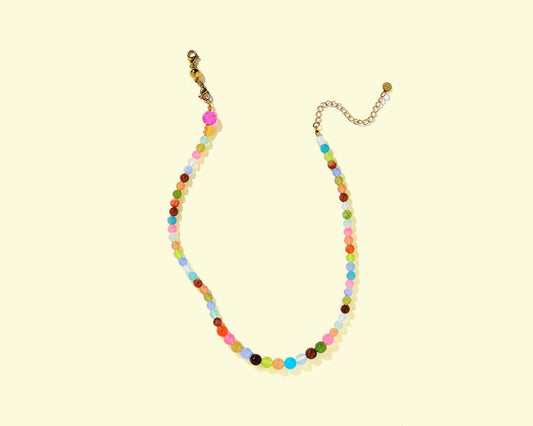 Beaded Necklace - Colorful Natural Stone Beads - Hallie
