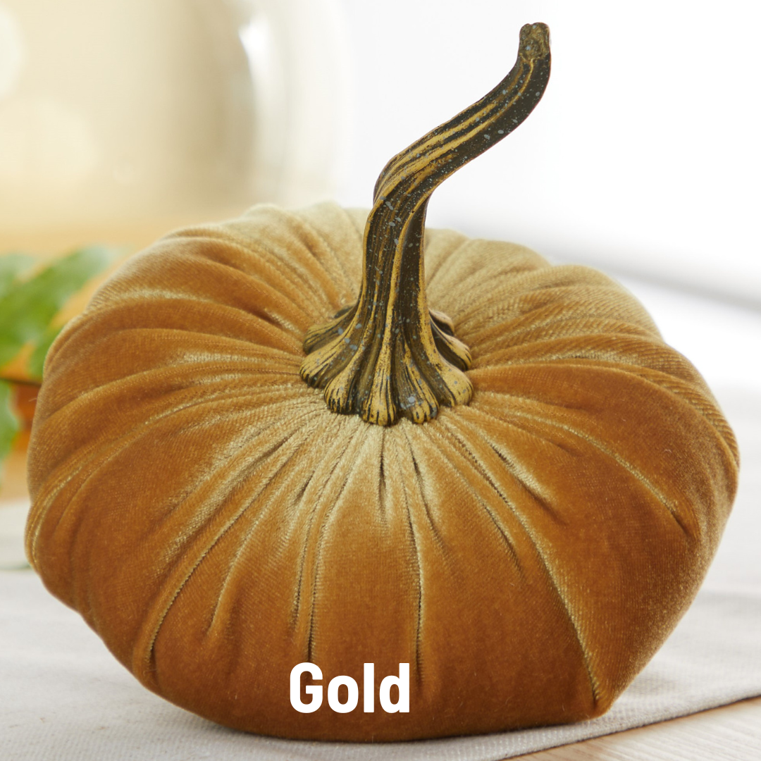Pumpkin Large Velvet, Fall Mantel Decor, Halloween Table: Olive