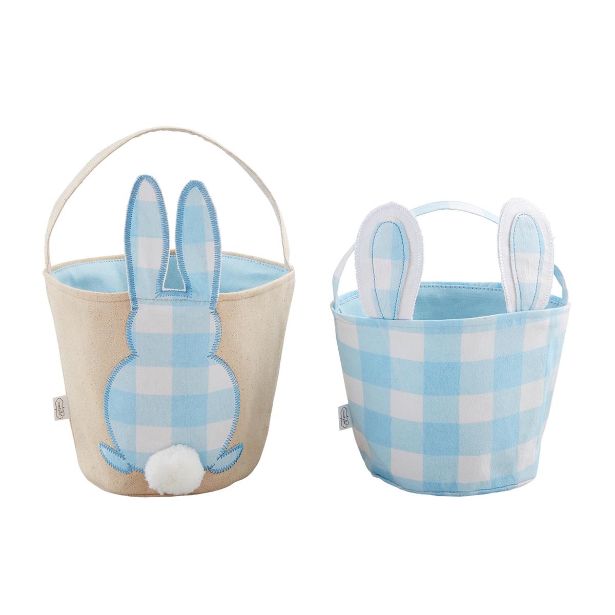 Blue Check Bunny Basket