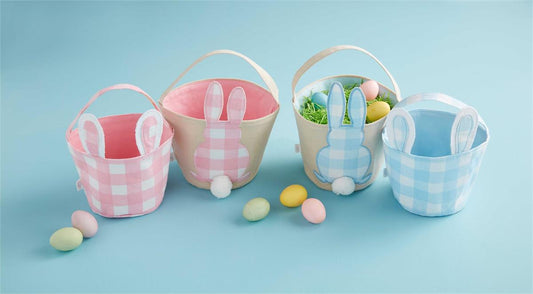 Blue Check Bunny Basket