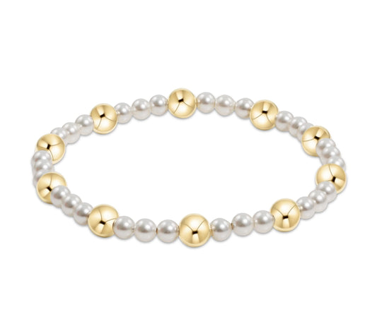 Pearl Sincerity Pattern 4mm Bead Bracelet- 6mm Gold