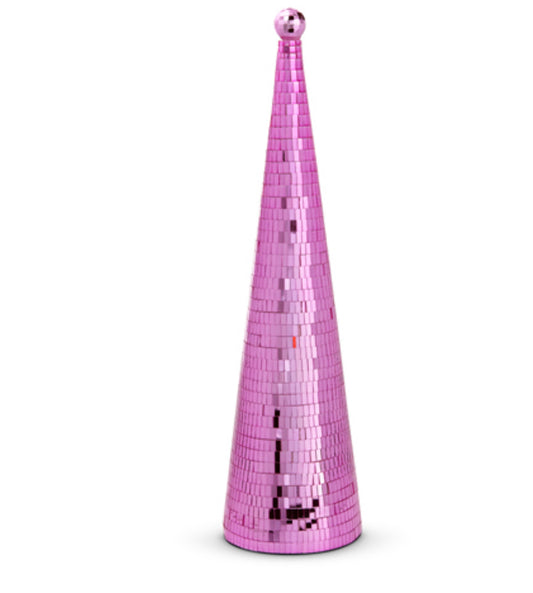 19" Pink Disco Ball Cone Tree