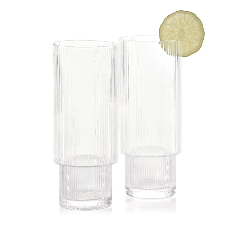 Fluted Textured Highball Glasses