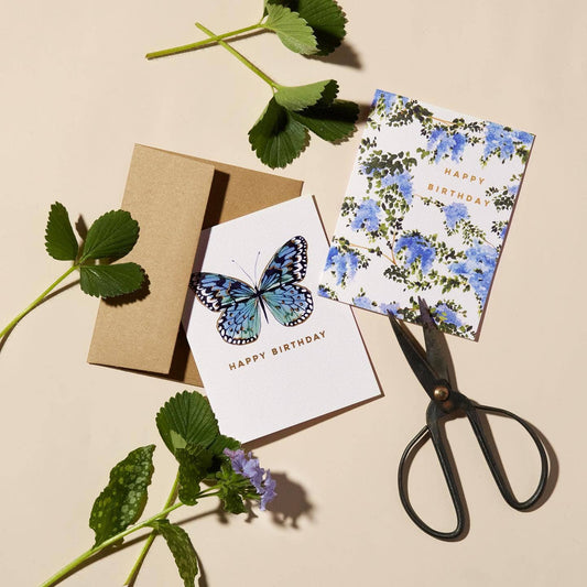 Blue Butterfly Birthday Greeting Card
