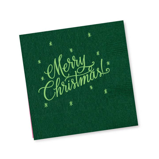 Merry Christmas Napkins HUNTER Green with LIME