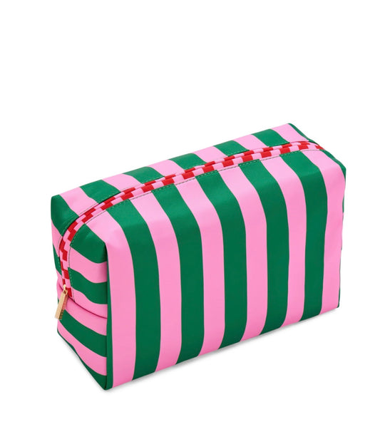 Stripe Boxy Zip Pouch- Large Green