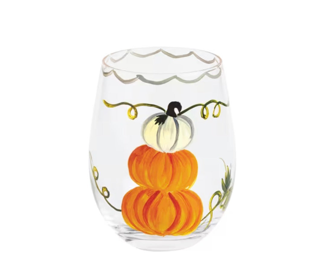 Painted Fall Wine Glass