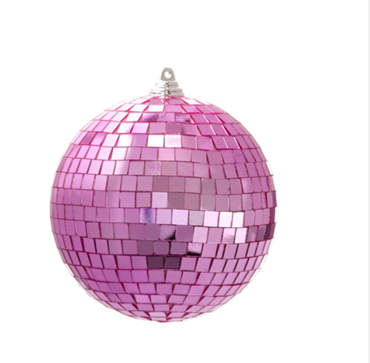 Pink Disco Ball Ornament 6”