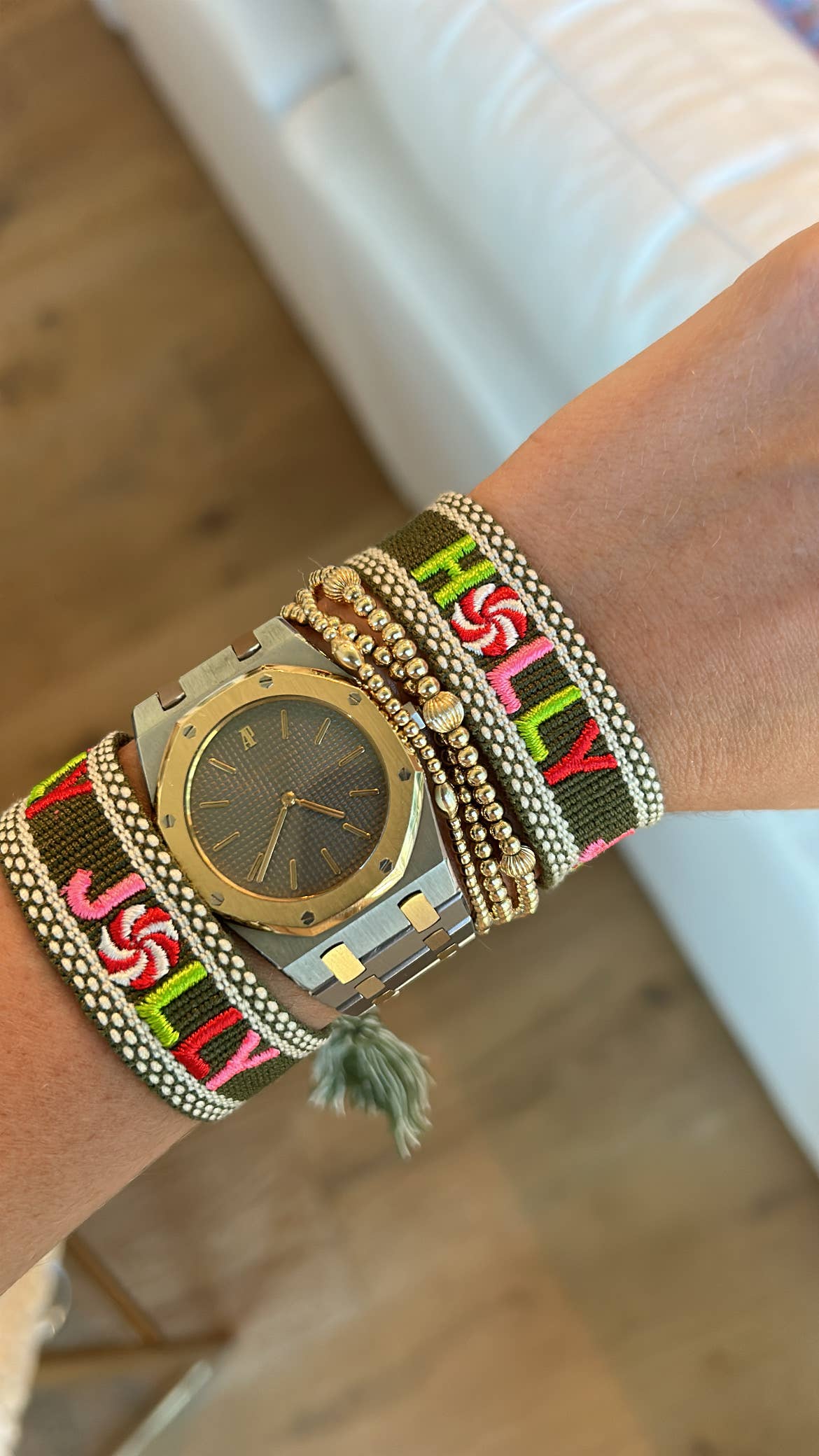 Holly jolly Christmas tassel bracelet accessory