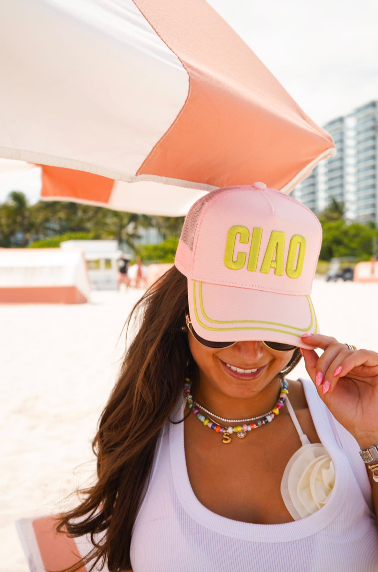 Ciao - Pink Canvas Trucker Hat