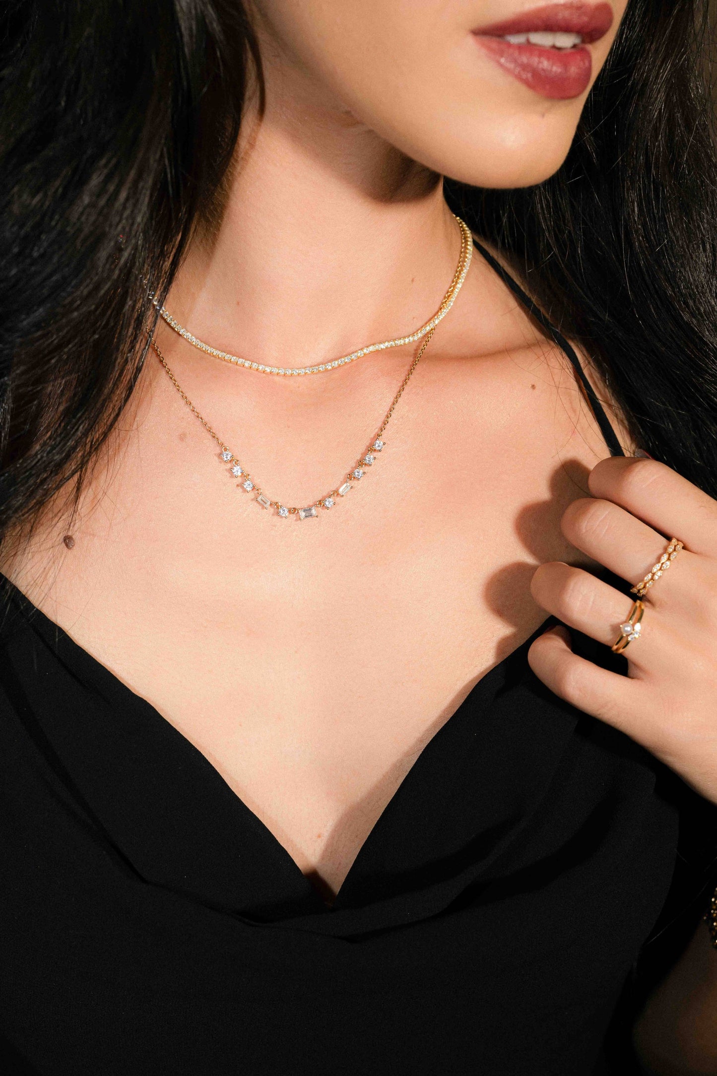2mm Tennis Necklace: Gold / 15" + 3" Ext