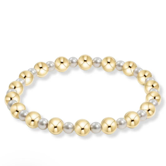 ENEWTON EXTENDS - PEARL GRATEFUL PATTERN 4MM BEAD BRACELET - 6MM GOLD