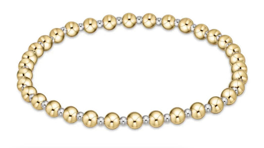 Classic Grateful Pattern 4mm Bead Bracelet- Mixed Metal