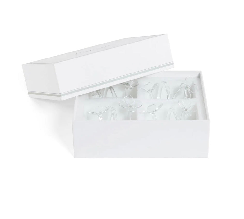 Glass Flower Napkin Rings- Set of 4