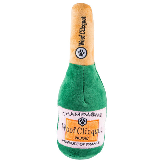 Woof Clicquot Rose' Champagne Bottle Squeaker Dog Toy: XL