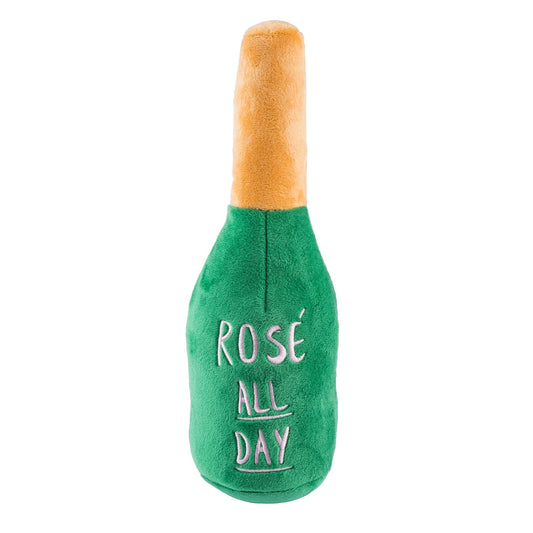 Woof Clicquot Rose' Champagne Bottle Squeaker Dog Toy: XL