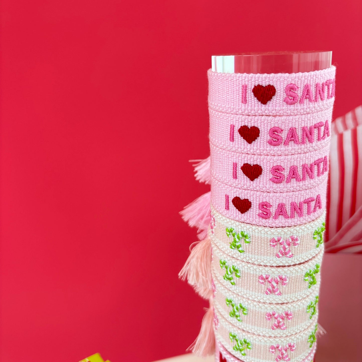 Candy Cane embroidered tassel bracelet NEW MINI SIZE KIDS