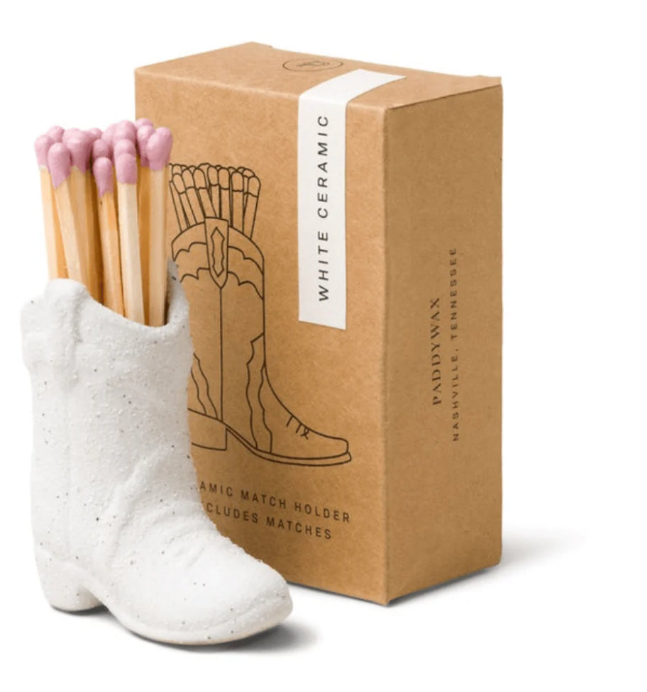 Cowboy Boot Match Holder - White & Pink