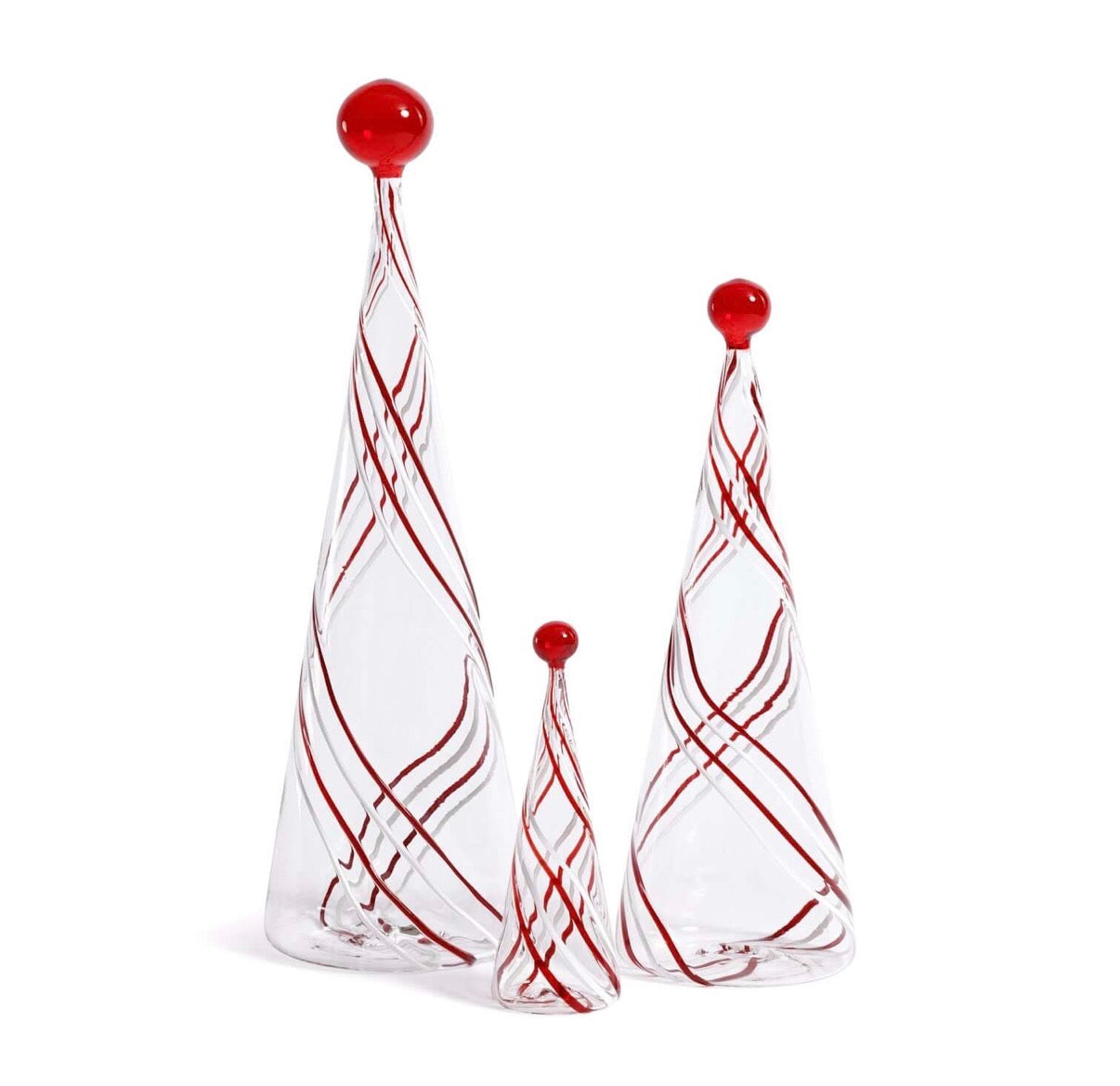 Red Swirl Glass Trees
