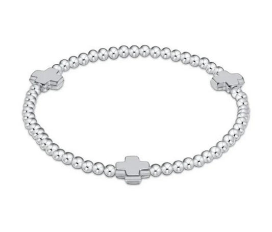 Signature Cross Sterling Pattern 3mm Bead Bracelet- Sterling