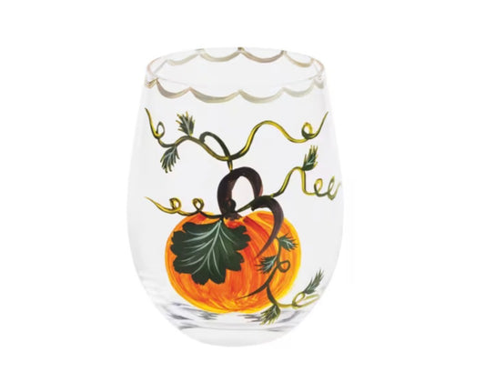 Painted Fall Wine Glass