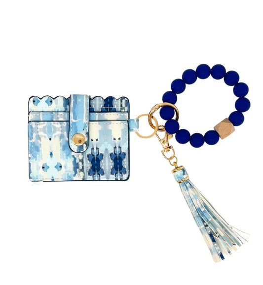 Keychain Wristlet Wallet- Ocean Breeze