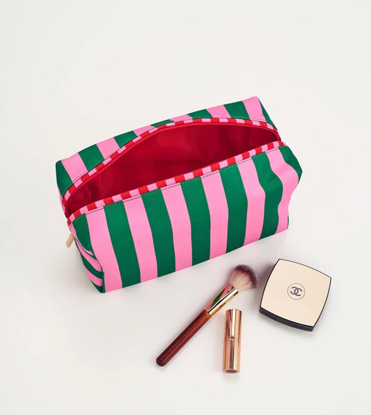 Stripe Boxy Zip Pouch- Large Green