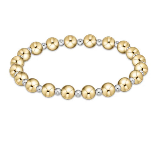 Classic Grateful Pattern 6mm Bead Bracelet- Mixed Metal